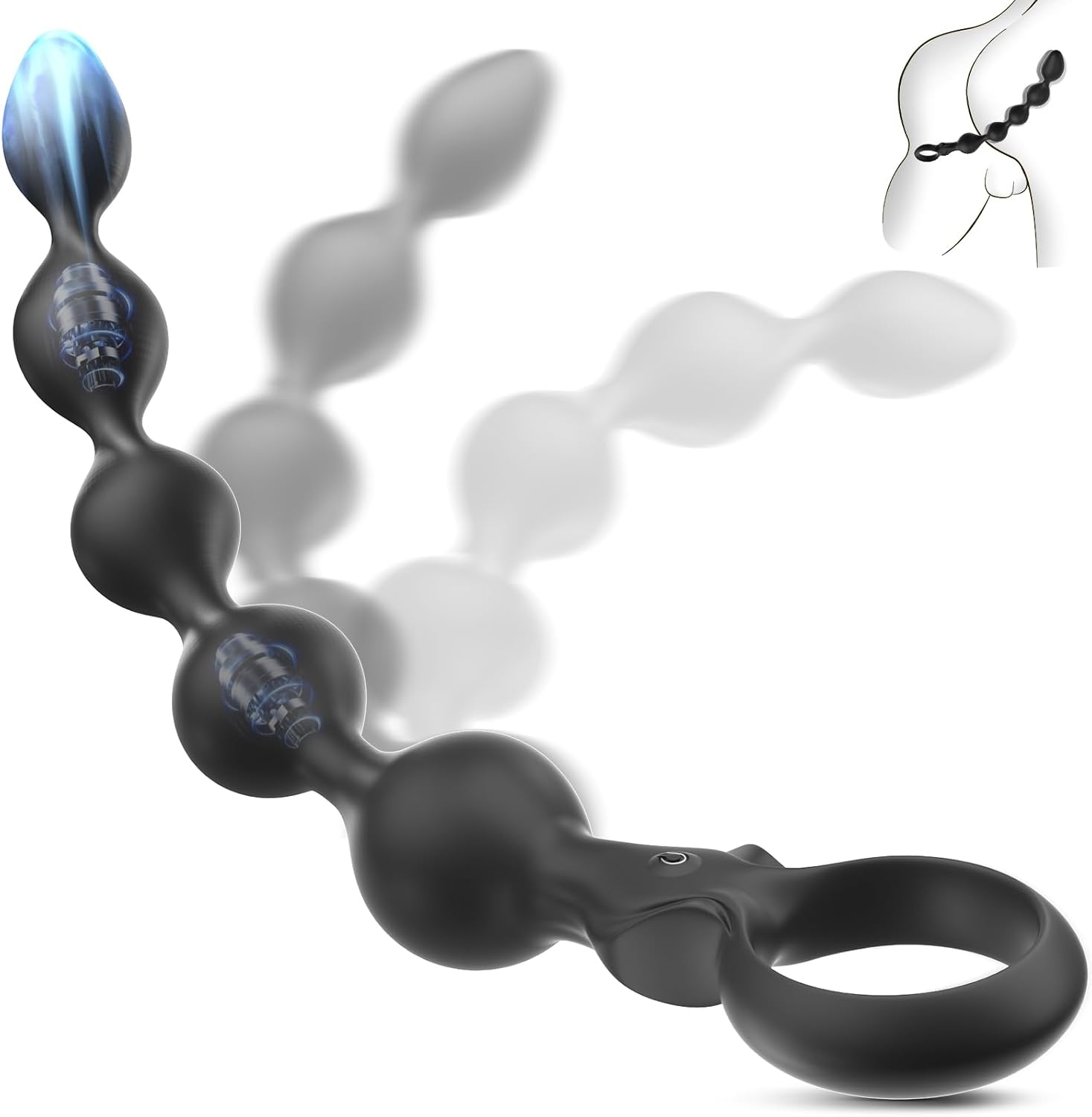 Flexible Silicone Vibrating Anal Beads 13.1 Inch, Rechargeable Prostate Massager with 10 Vibration Modes, Adult Sex Toys & Games, Men Women Butt Plug Sex Toys, Anal Play for Couple