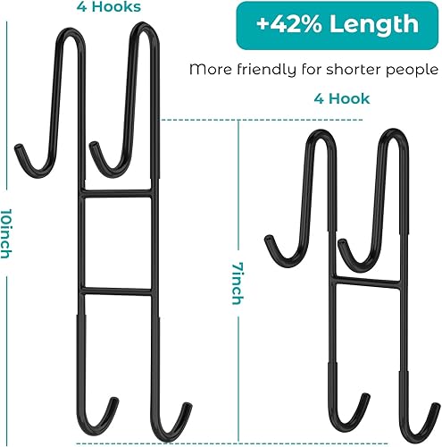 Miniatura 6 de Cerbonny Ganchos para puerta de ducha (10 pulgadas), paquete de 2 ganchos extendidos para toallas de baño, ganchos para puerta de vidrio sin marco,