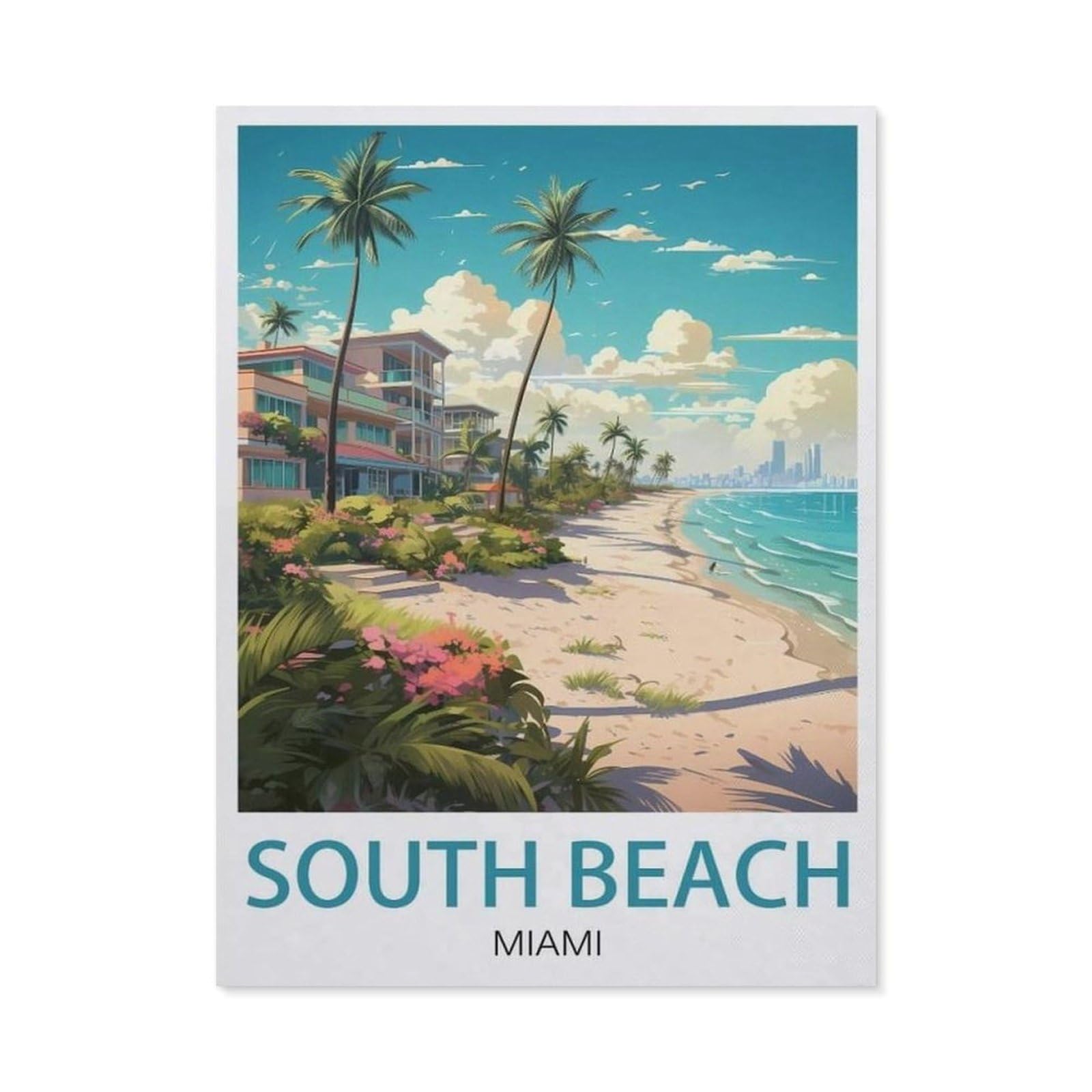 Paper Jigsaw 1000 Piece，South Beach Miami，Educational Toys For Adult Birthday Gift（38x26cm）-EX18