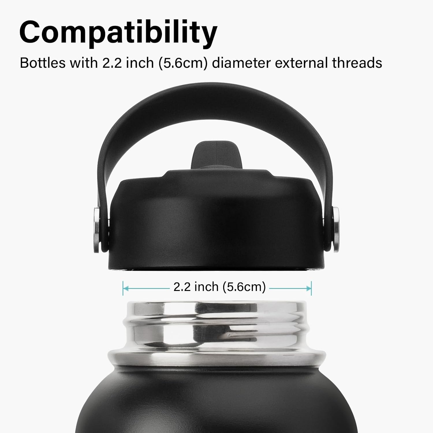 DYSANKY Straw Lid for Wide-Mouth Water Bottles-Movable Handle Design, 2 Straws,1 Straw Brushes Included, BPA-Free, Leak-Proof Accessory for Wide-Mouth Sports Water Bottles image 3