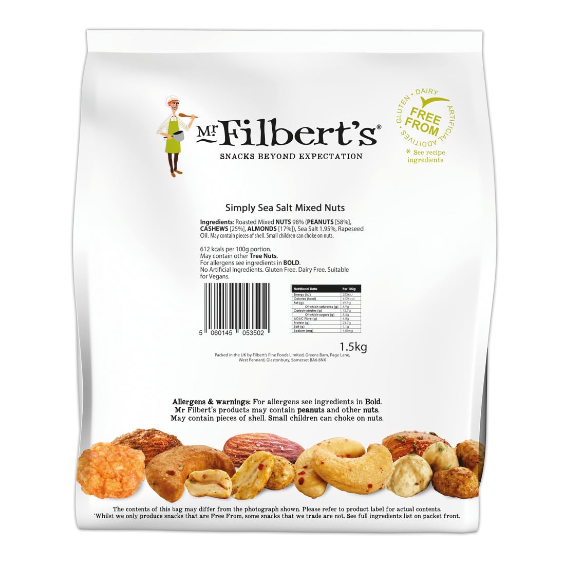 Mr Filbert's Simply Sea Salt Mixed Nuts – 1.5kg Bulk Pack | Oven Roasted Peanuts, Cashews & Almonds | Vegan, Dairy & Gluten Free Snack
