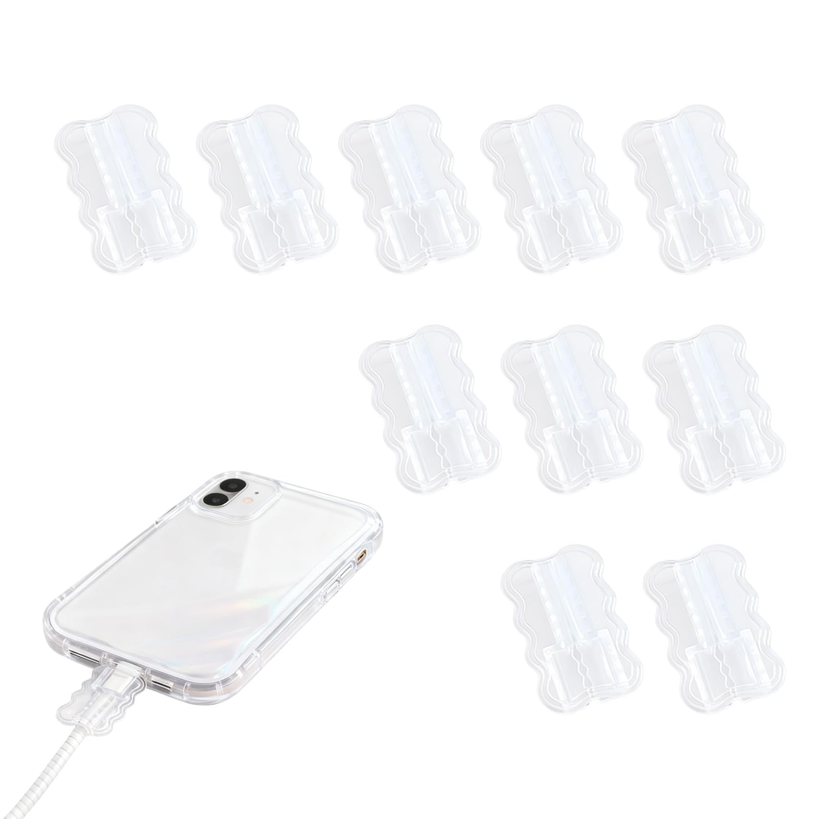 ZenithQuest 10 Pack Dual Wave Cable Protectors, Compatible with Standard Lightning Charging Cables, Anti-Fray Cord Saver, Cable Organiser, Rigid Plastic Cable Cover