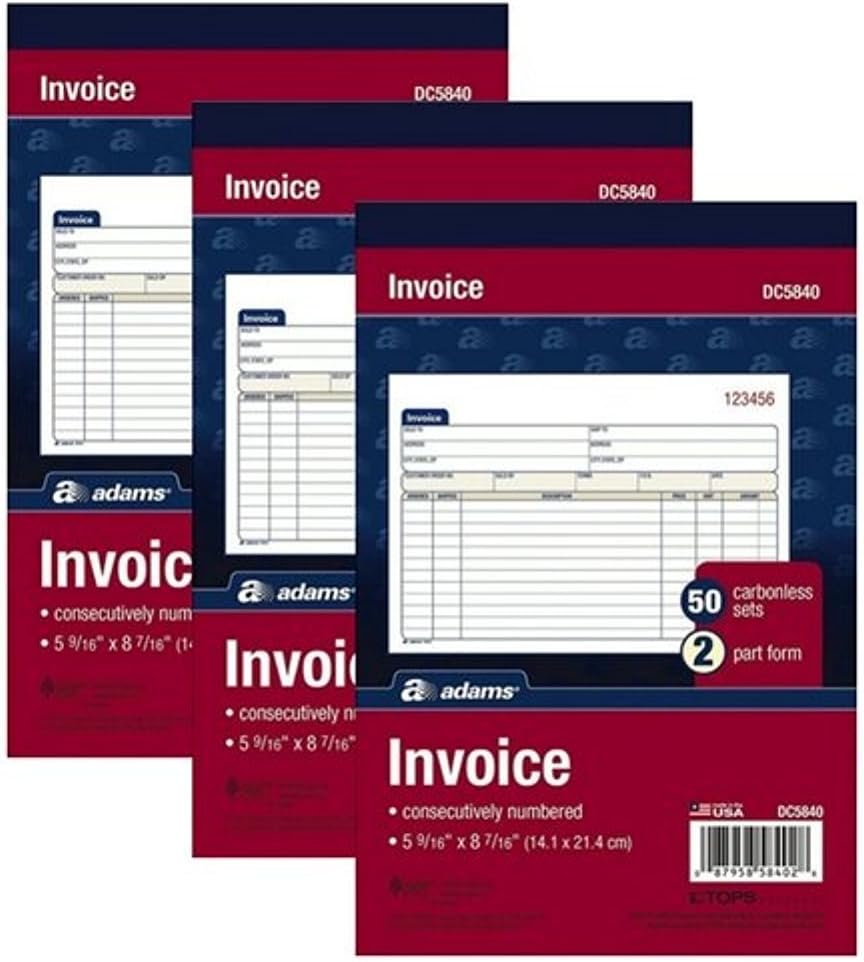 Amazon.com: Adams Invoice Book, 2-Part, Carbonless, 5-9/16 x 8-7/16 ...
