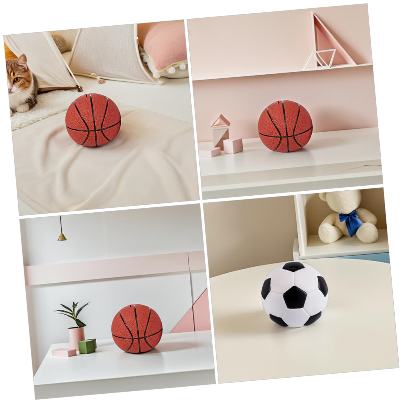 YARNOW Salvadanaio Calcio in Vinile 2pezzi per Bambini e Bambine, Decorativo e Facile Rimozione Soldi, Forma Calcio Carina per Decorazione e Regali Compleanno