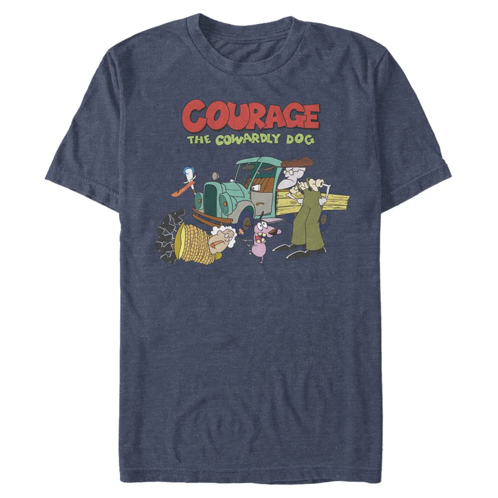 Courage the Cowardly Dog Big & Tall Logo Scene Men's Tops Short Sleeve Tee Shirt, Navy Blue Heather, 4X-Large Tall, Navy Blue Heather, 4X-Large Big Tall