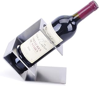 Wolnostojący stojak na wino uchwyt na butelkę wina w kształcie łuku stojak na wino stal nierdzewna półka na wino wolnostojący stojak ekspozycyjny do dekoracji wnętrz (kolor: Srebrny)
