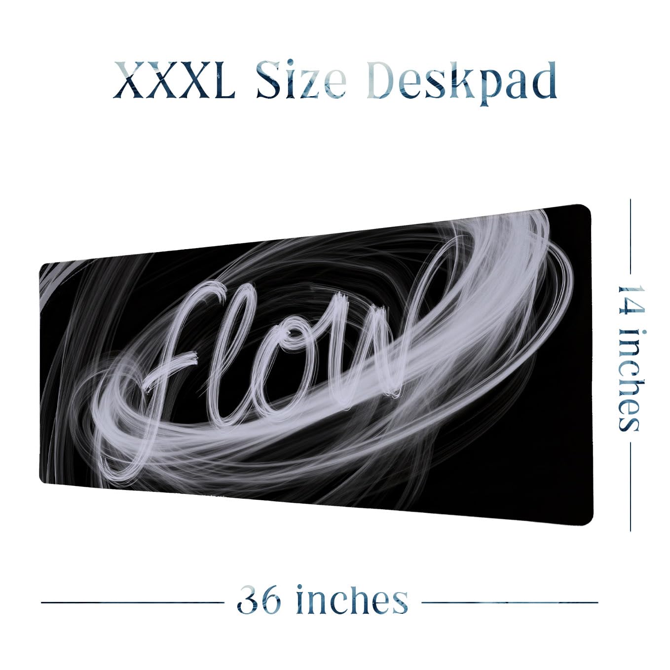 SoulAbiti Flow Gaming Mouse Pad, 36 x 16 Inch XXXL Extended Desk Mat for Keyboard & Mouse, Black White Productivity Deskpad, Non-Slip Rubber Base, Stitched Edges 2