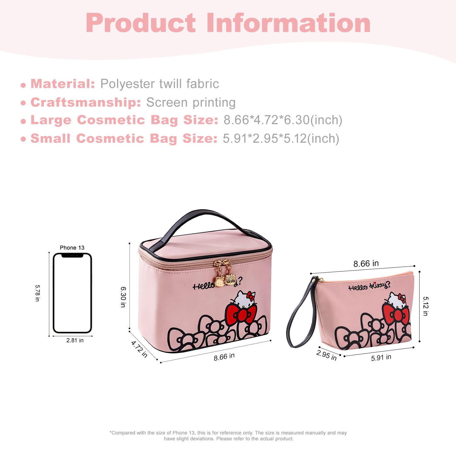 Vimanllie Travel Makeup Bag Large Cosmetic Bags with Brush Holder, Pink Waterproof 2PCS Portable Cosmetic Case for Women, Toiletry Bag for Skincare & Beauty Tools for Her - Image 8