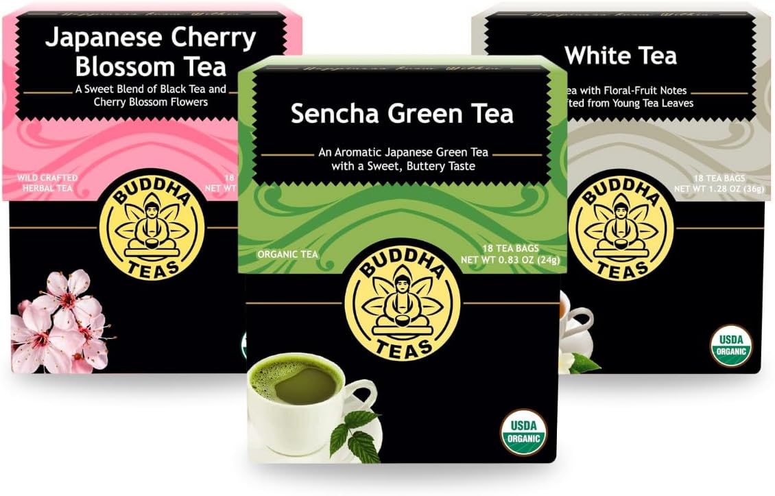 Amazon.com : Buddha Teas - Organic Spring Tea Bundle - With Sencha ...