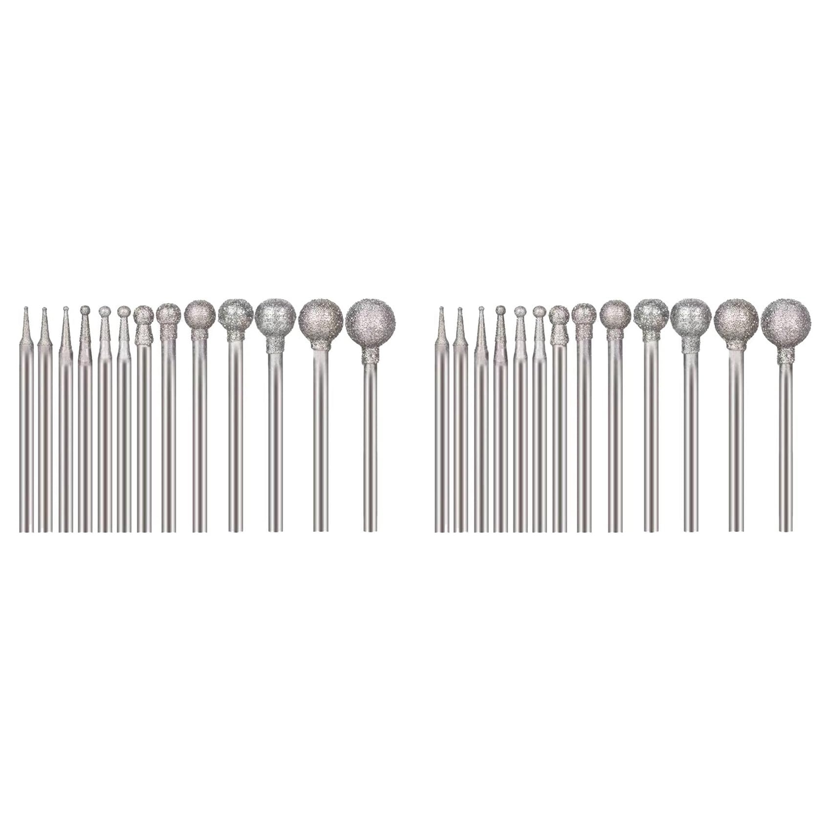 Lbvzxkad 26 Pcs Ball Shape Burr Mounted Grinding Burs Stone Carving Set with 3/32 Inch Mandrel for Rotary Tools
