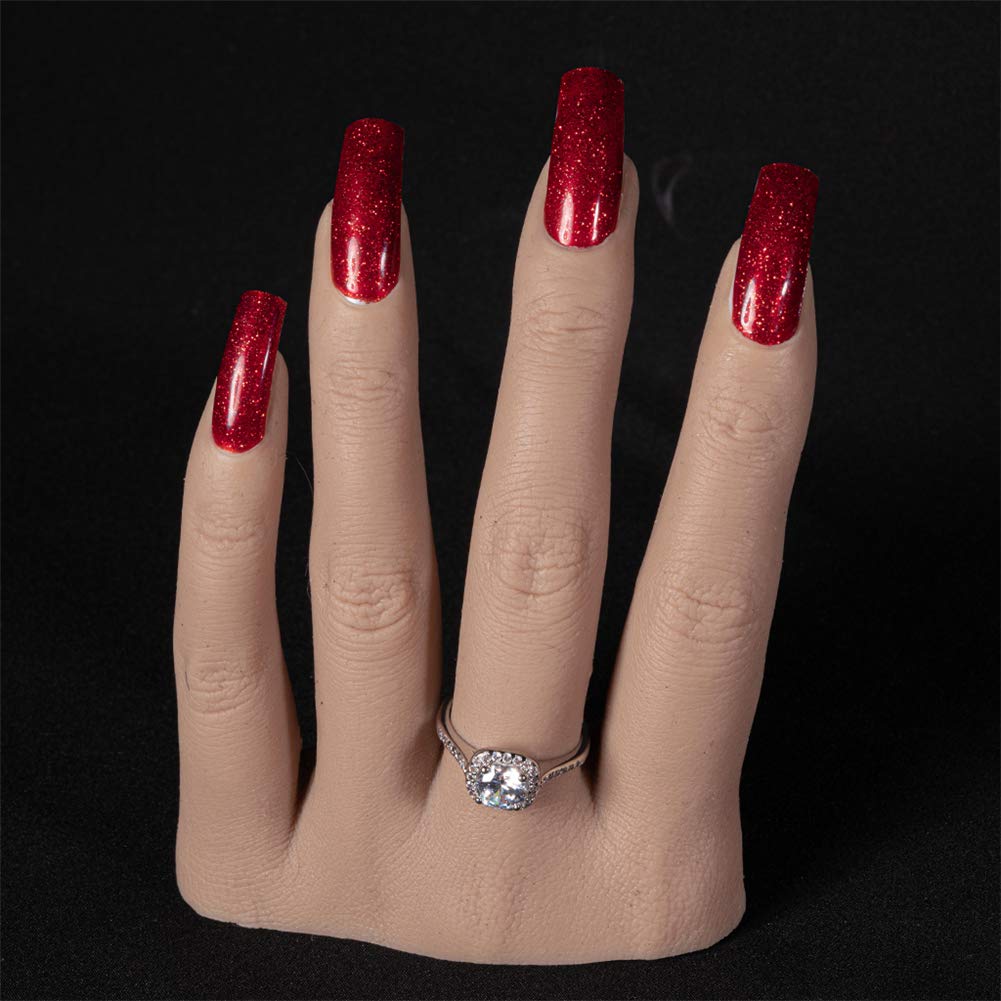 VAWAX Practice Hand Nail Art Training Flexible Bend Silicone Fake Hand Manicure Practice Tool Jewelry Ring Glove Watch Display Stand Finger Hand