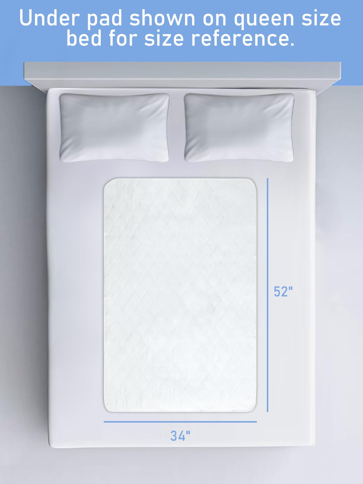 Almohadillas lavables para cama de 34 x 52 pulgadas (paquete de 2)