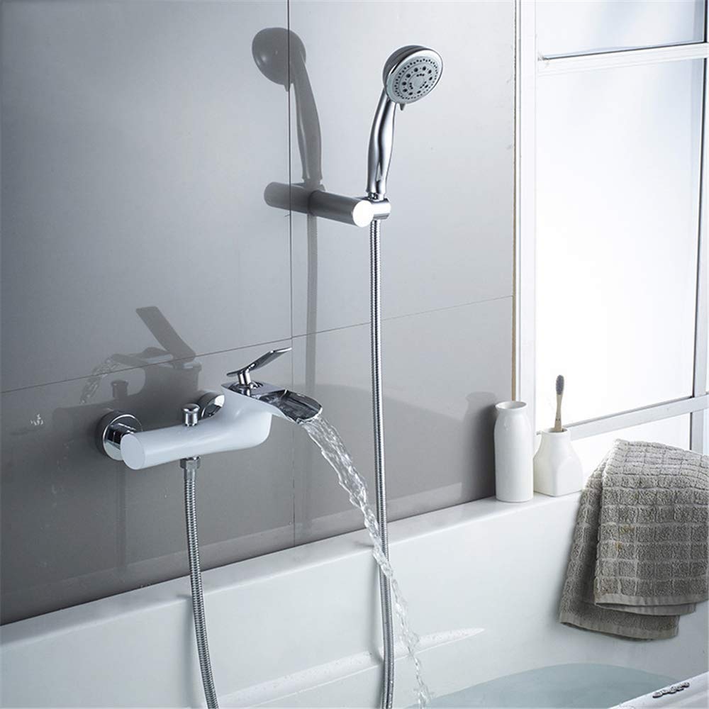 Systèmes de douche de bain CHEWYNP mitigeur blanc et chrome double commande