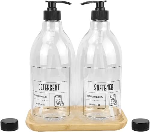 Miniatura 8 de Dispensador de detergente para ropa sucia para la organización de la lavandería, dispensador de detergente líquido, dos contenedores de botellas de