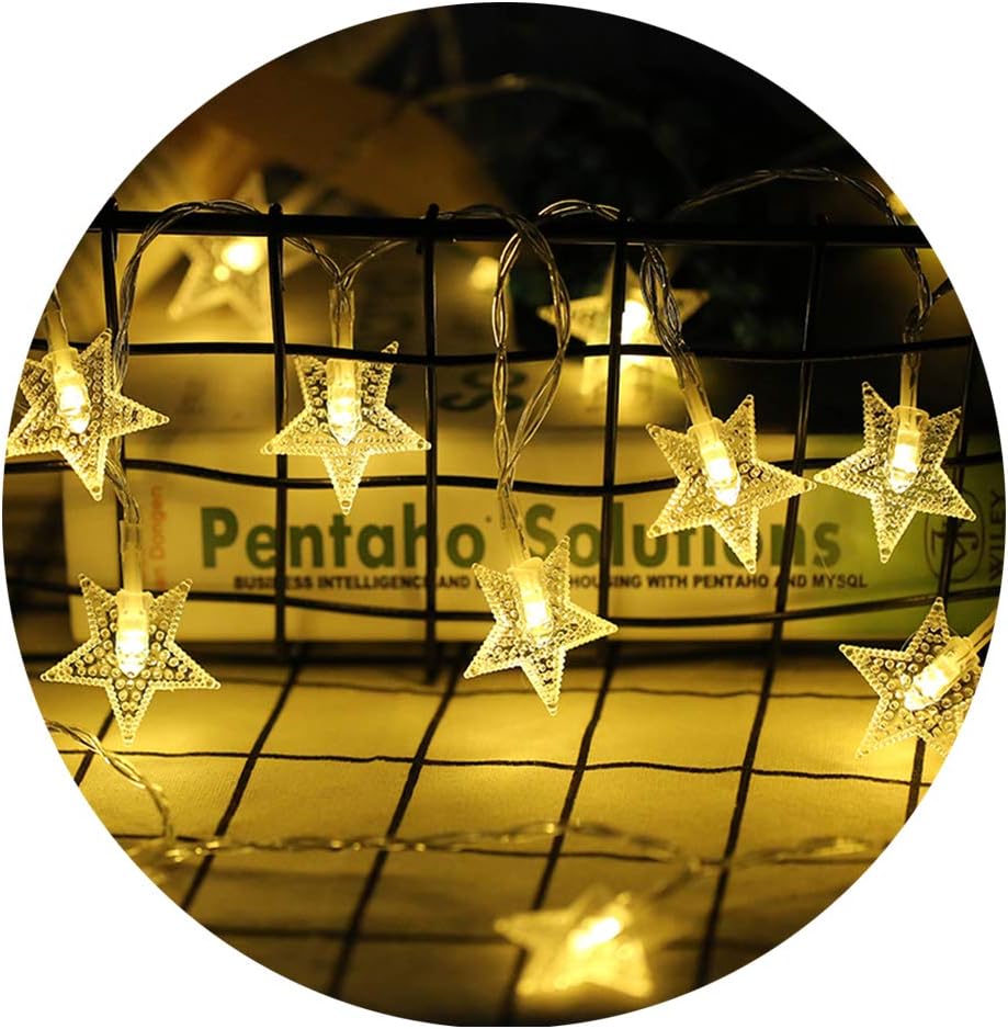 Lianqi 4M/13ft 40 LED Warm White Star Shape String Light Christmas day Light Strip Decorate For Window,Xmas tree,Wardrobe,Room,Garden,Party,New Year Day ETC.