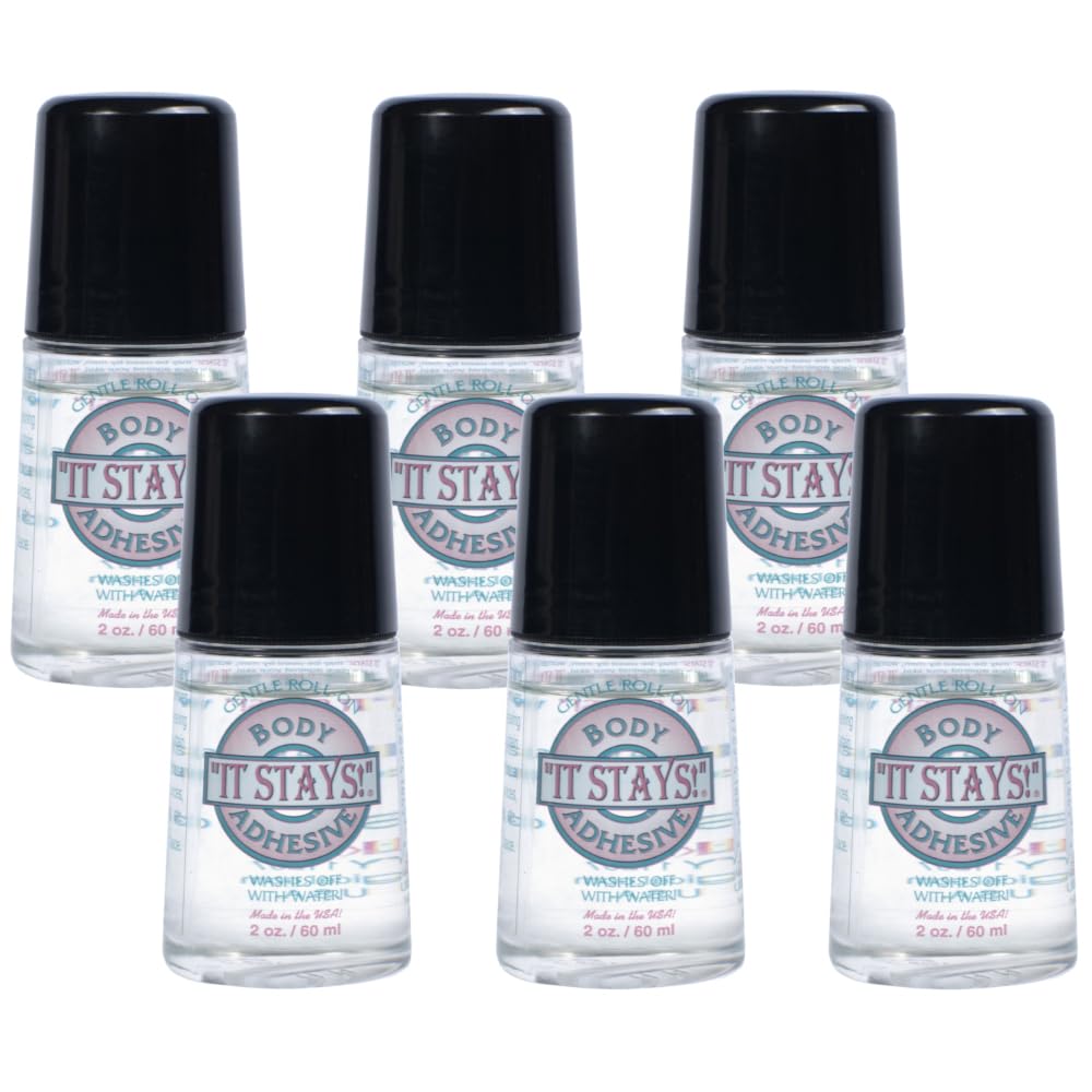 Mojo Compression Socks - It Stays! Butt Glue for Dancers Roll On - Body Adhesive Glue Applicator for Wigs, Socks, Stockings, Leotards, Bras, Costumes and Clothing - Made in USA - 2 oz (6 Pack)