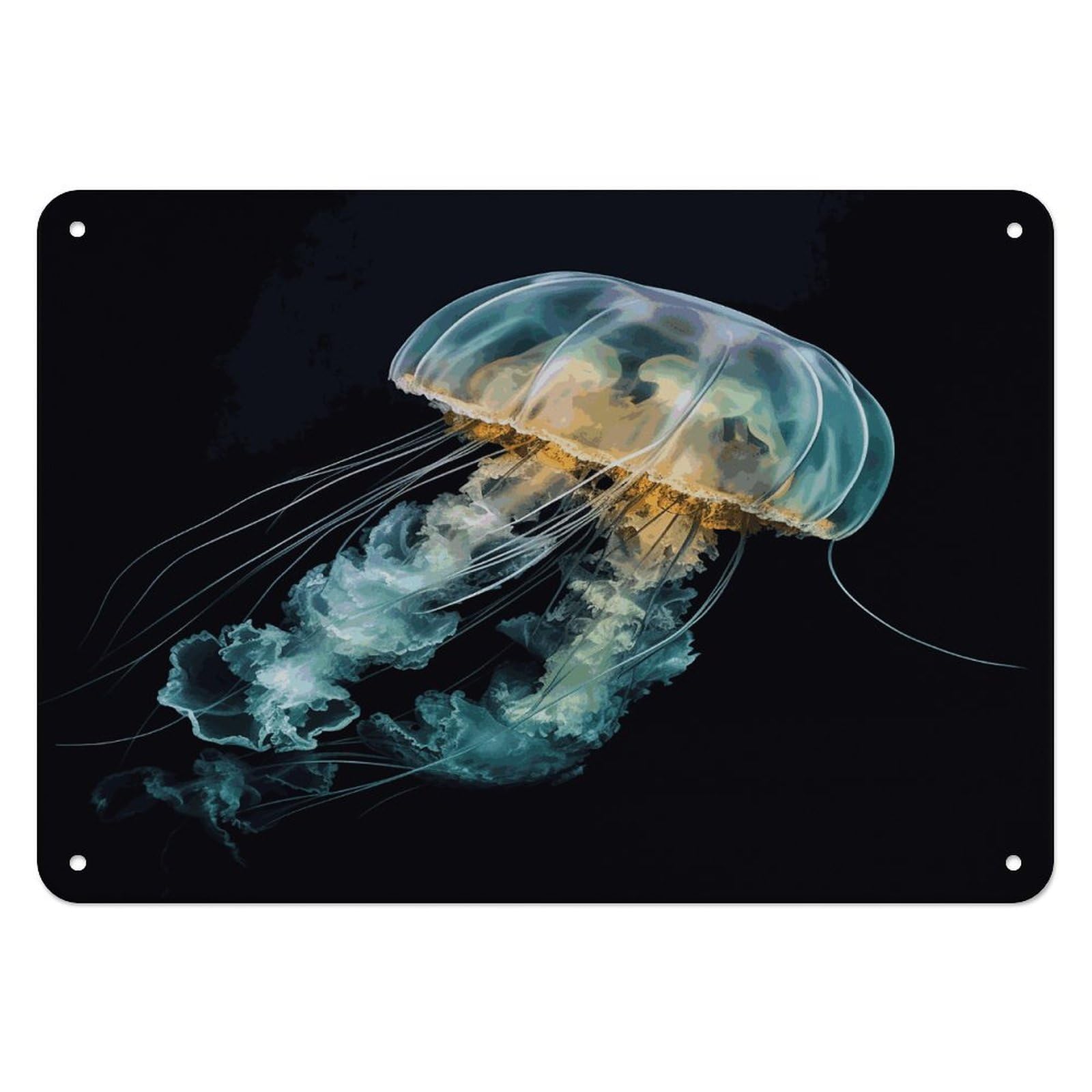 Fekiloot Style Jellyfish2 Wall Decor Iron Painting Metal Sign