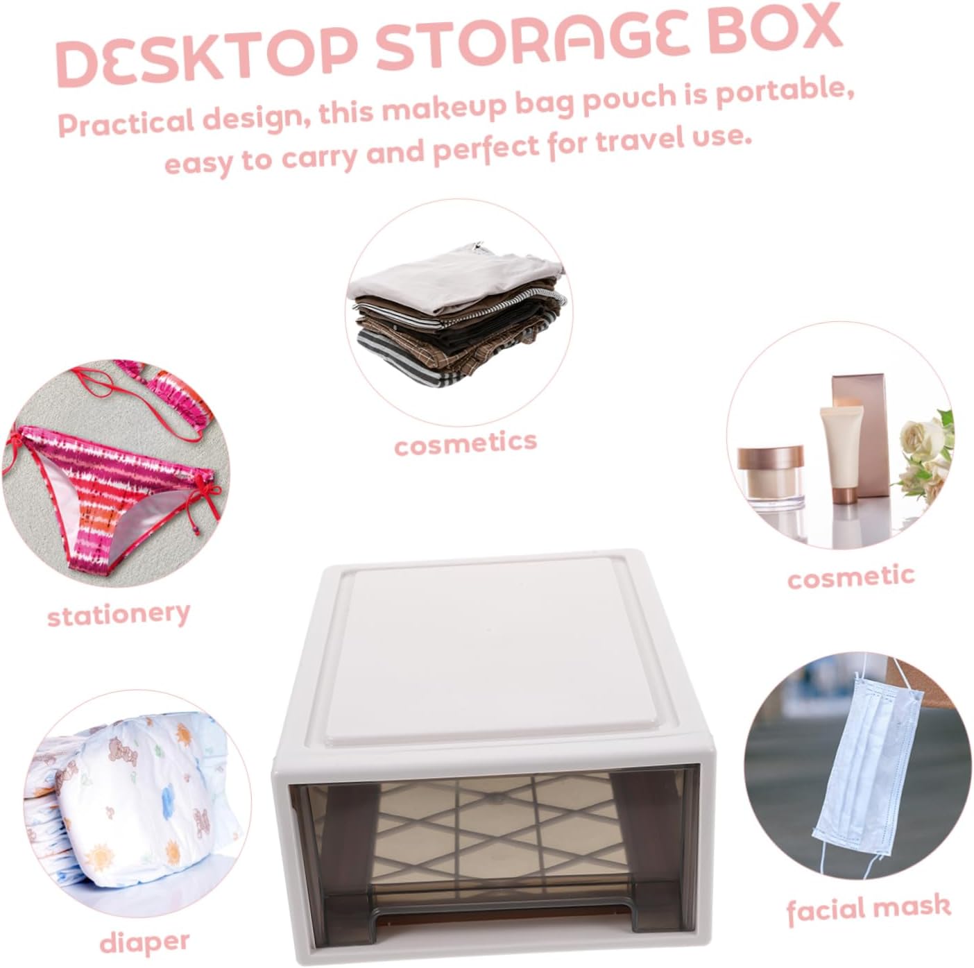 PRETYZOOM 2Pcs Plastic Storage Organizers with Front Window Sturdy Material for Clothes Home Outdoor Use for Wardrobes Bathrooms and More