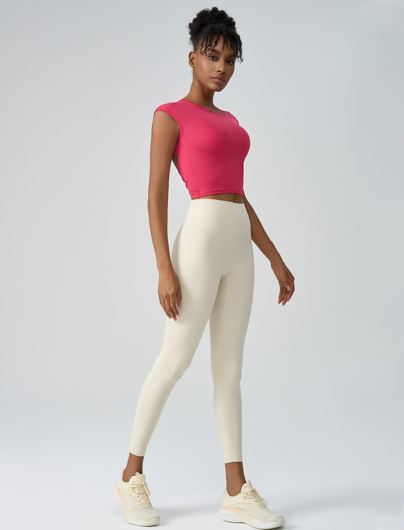 Camiseta deportiva para mujer sin espalda: sin mangas, espalda cruzada, con copas semifijas, camiseta sexy de verano para yoga, fitness, gimnasio