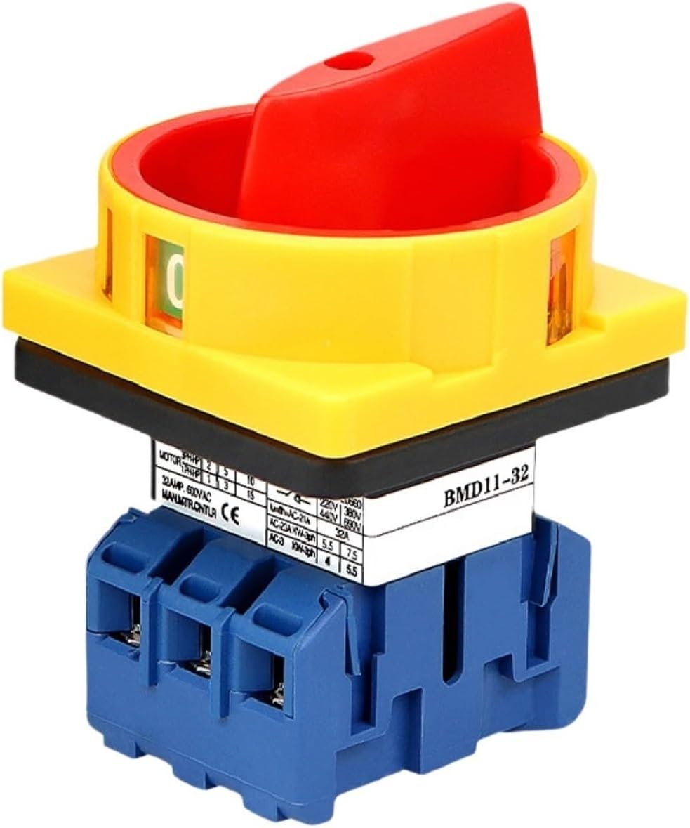 BMD11 Rotary Load Break Isolator Switch 3 Pole Three Phase 380V 50Hz Manual Changeover Disconnect 25A to 100A(32A)