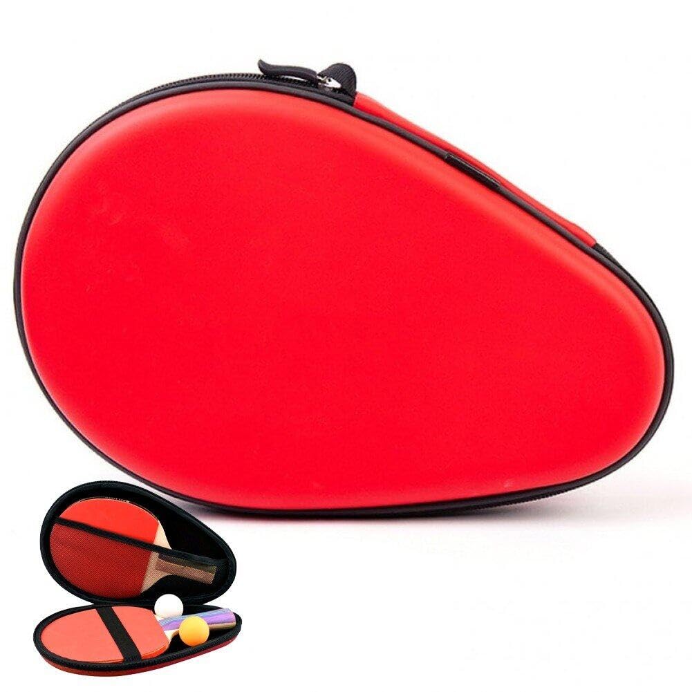 Hrippy Red Table Tennis Racket Case Eva Hard Shell Pong Paddle Storage Bag Drop-Proof Table Tennis Bat Protective Case