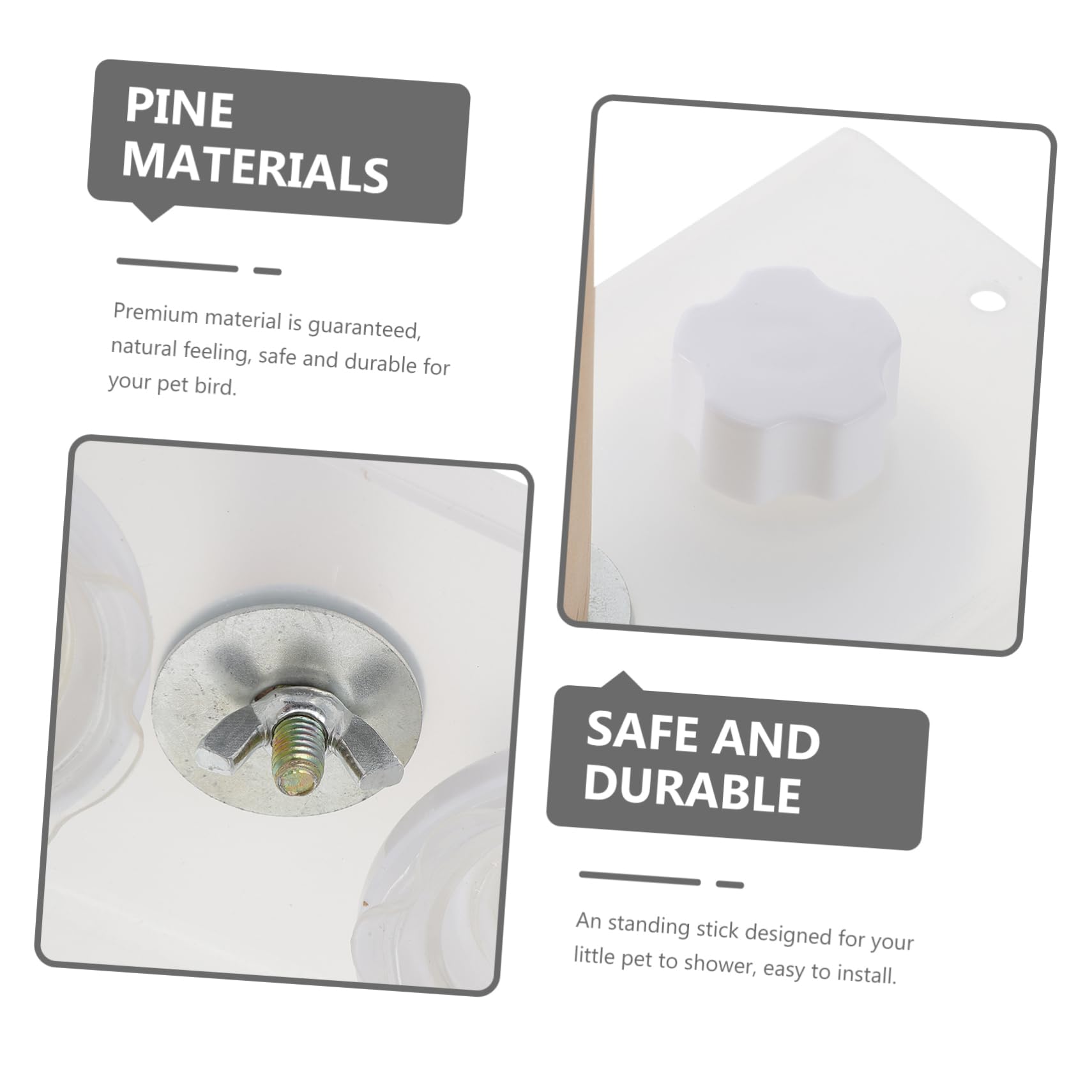 HEMOTON 1Pc Suction Cup Parrot Stand Rack for Training Durable Crafted Bird Stand for Cockatiels Parakeets Birds Portable Wash Rack with Natural Feel