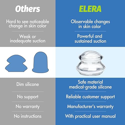 Miniatura 5 de ELERA Juego de terapia de ventosas de silicona tazas de masaje profesionales chinas para terapia de ventosas y reducción de celulitis 7 tazas