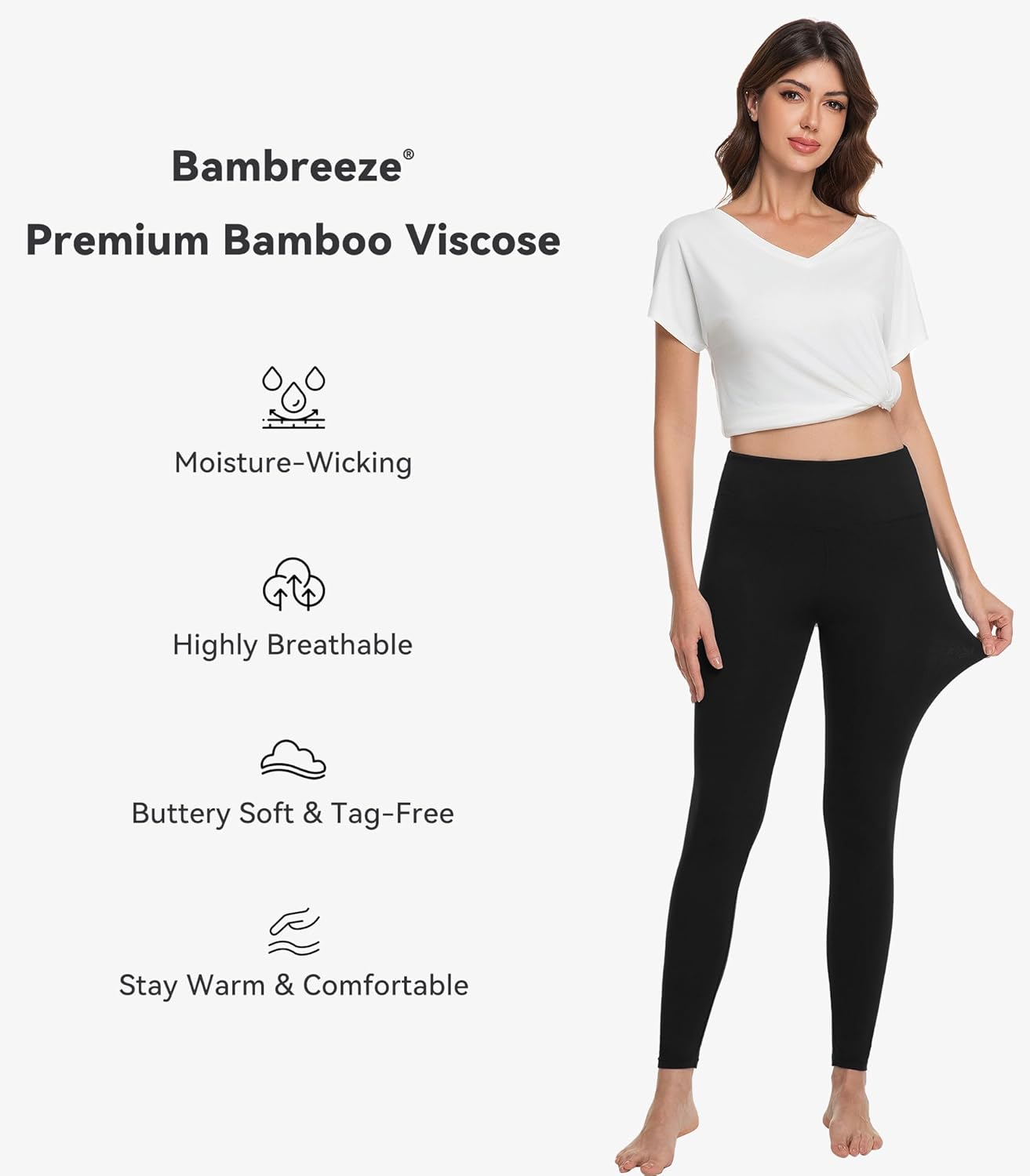 WiWi Women's Leggings Thermal Warm Underwear Pants Soft Long Johns Viscose from Bamboo Baselayer Pant S-XXL