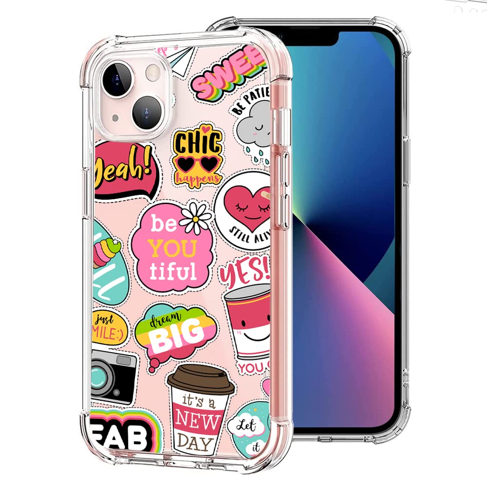 iPhone 13 Mobile Phone Case Clear with Betiful Designed, Cute Crystal Shockproof Protective Soft TPU Bumper Women Girls Cover for iPhone 13 (6.1 Inch) - 2021 Released (Sweet Betiful/Gold)