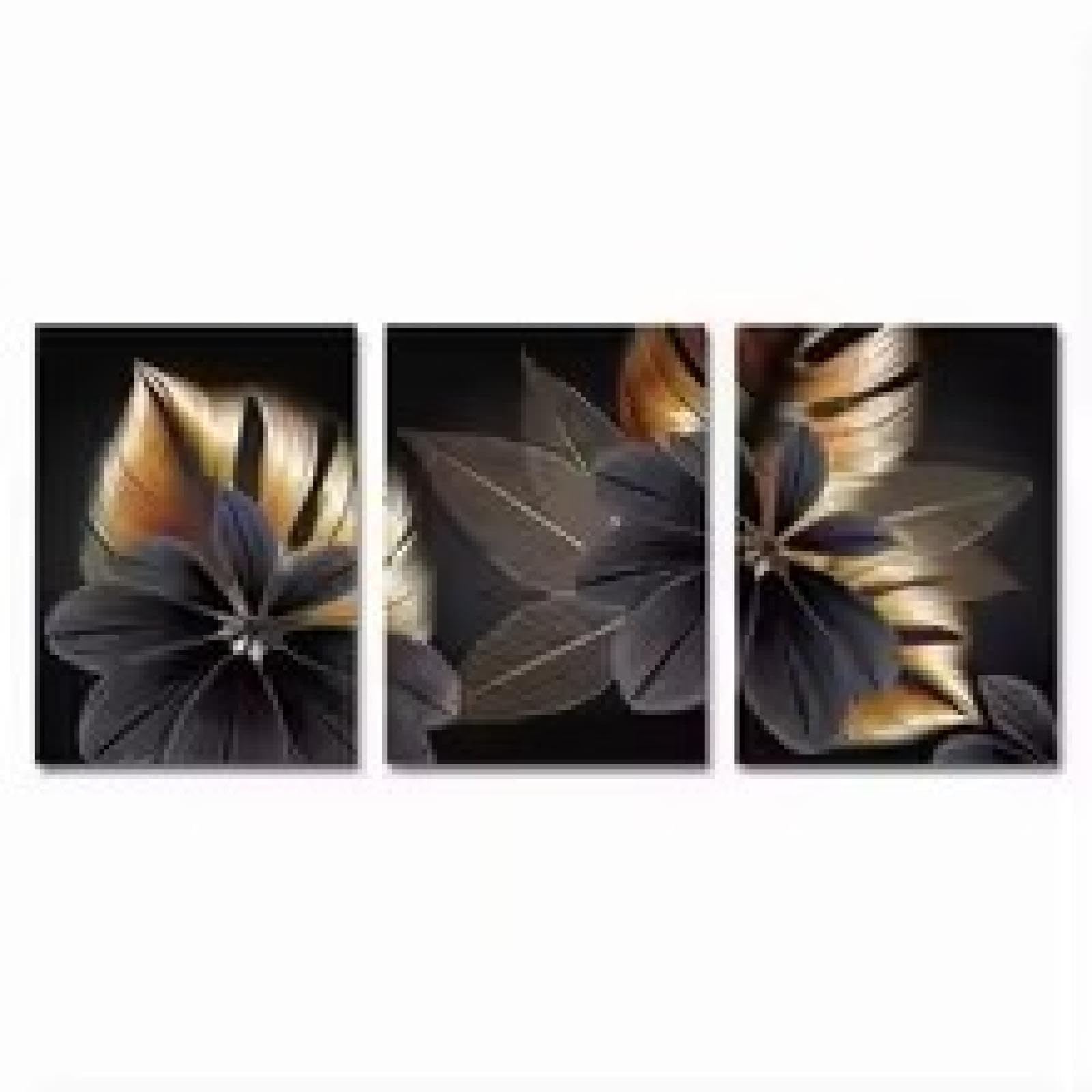 Impresión en oro negro con hojas de plantas, carteles en lienzo, arte abstracto, arte de pared, pintura para oficina, cuarto de lavado, decoración, 60 x 90 x 3 cm, con marco