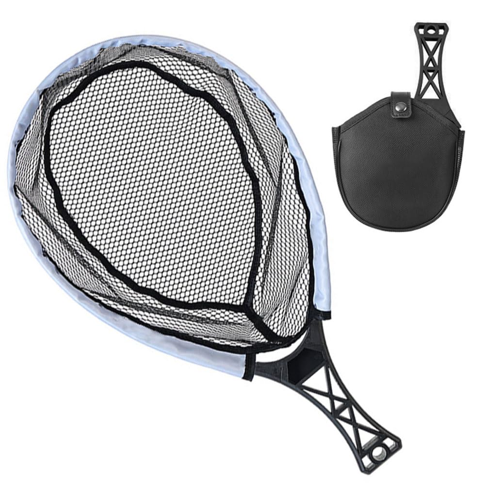 Fly Fishing Net, Foldable Landing Net with Storage Bag, Anti-Slip Catch Nets for Freshwater Saltwater