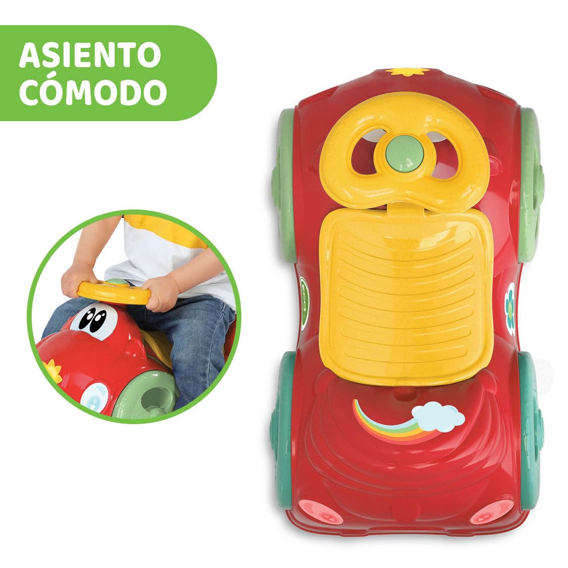 Chicco All Around, Eco+ Rojo, Correpasillos para Niños 1 a 3 Años (Máx. 20 kg), Fabricado en Italia, 75% Plástico Reciclado, Ruedas Giratorias, Claxon Mecánico, Almacenamiento, Pegatinas Incluidas