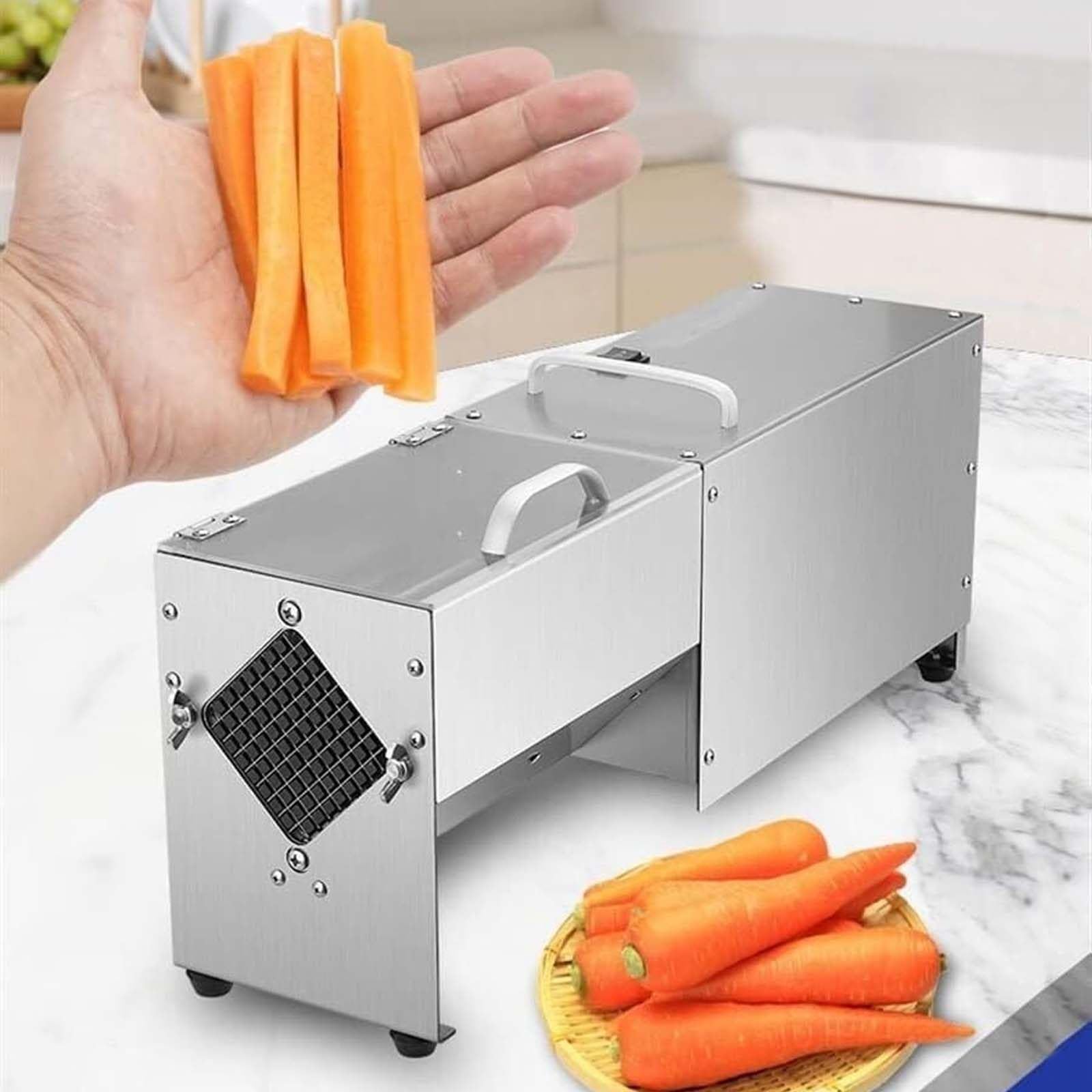 Coupe-Frites éLectrique 100 W, Coupe-LéGumes Professionnel En Acier Inoxydable Avec 3 Lames, Coupe-Frites Professionnel, Pour Pommes De Terre, Carottes, Concombres Et Oignons