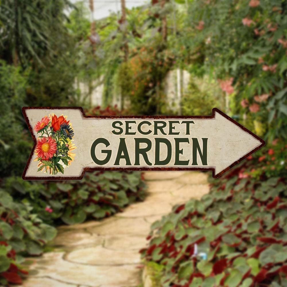 Secret Garden Metal Sign 5x17 Arrow Garden Flowers Gift Shed 205170008015