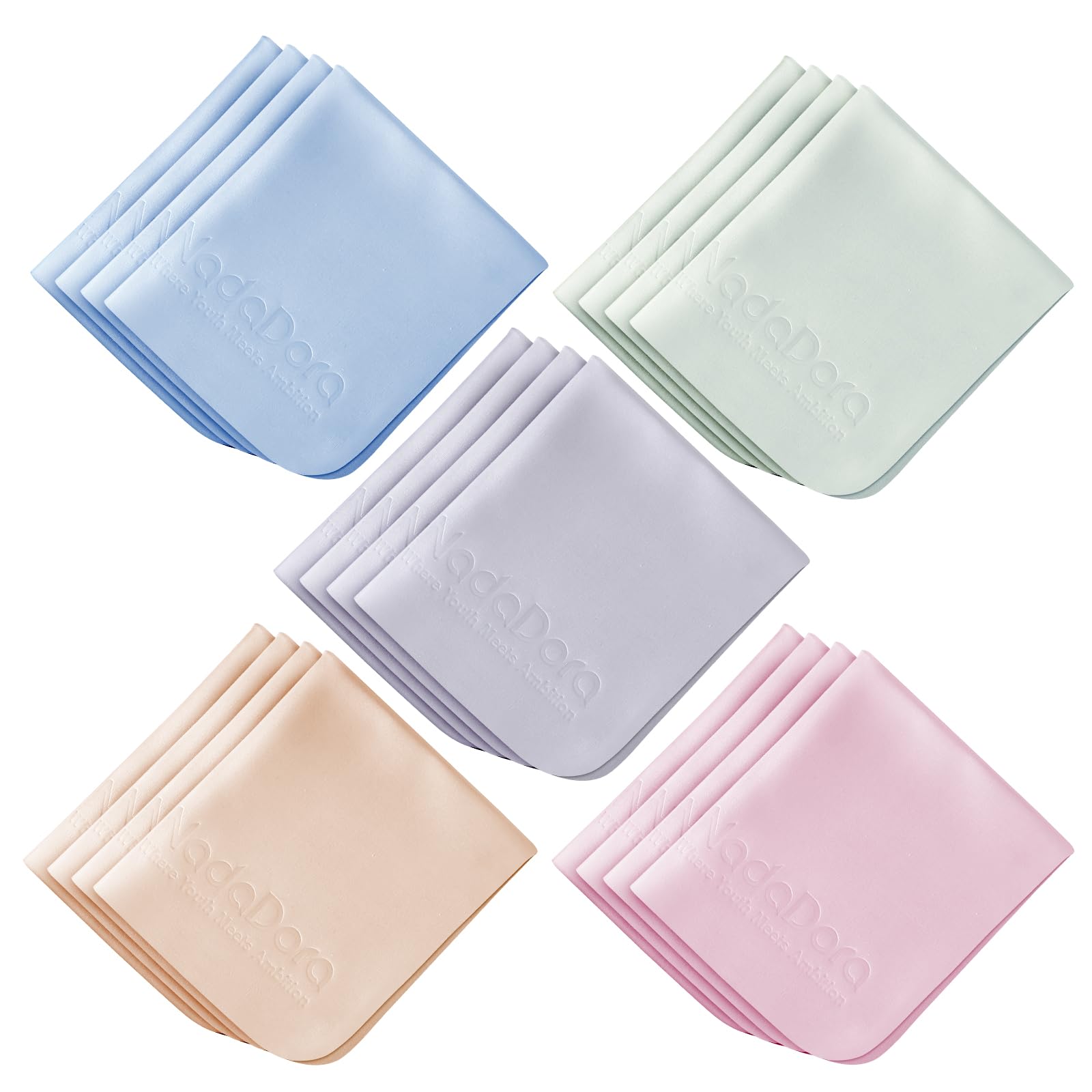 Nadadora Individually Wrapped Premium Microfiber Glasses Cleaning Cloths,20 Pack,Extra Thick,Soft and Dense for Eyeglasses,Sunglasses,Camera,Jewelry,Phone,Lense,Screen,LCD,Reusable and Washable,6"X7"