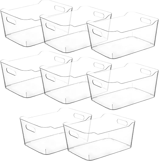 6 Pack Pantry Organizers and Storage Bins - Medium Clear Storage Containers