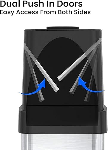 Miniatura 3 de iTouchless - Bote de basura de 24 galones91 litros con ruedas y filtro de olor AbsorbX, tapas abatibles rectangulares, de acero inoxidable, perfecto