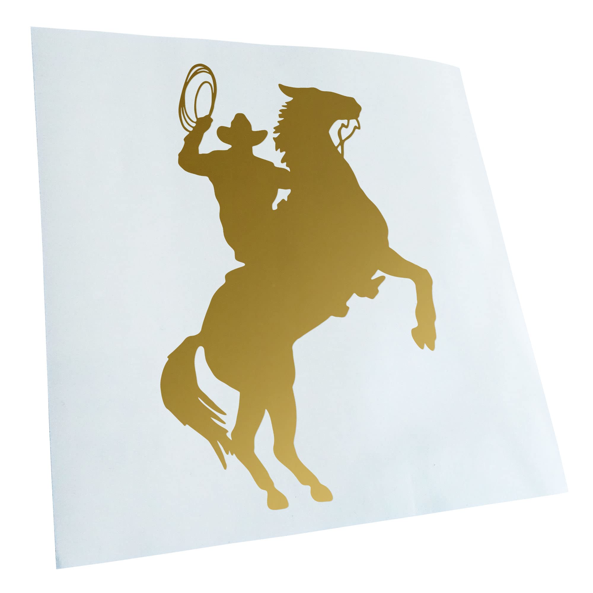Kiwistar - Car Sticker - Gold - 40 x 27 cm Cowboy with Horse Lasso Sticker for Car, Laptop, Bicycle, Truck, Motorcycle Multicoloured JDM Decal Racing