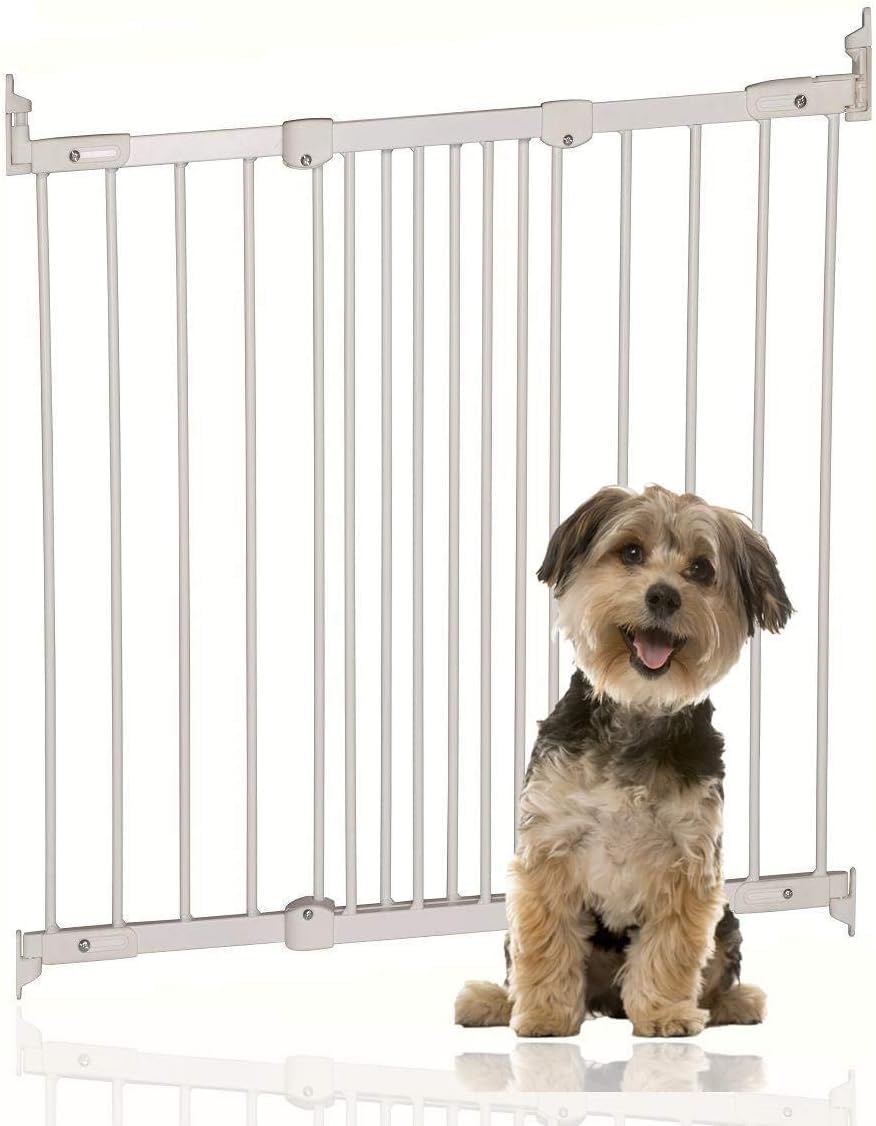 Bettacare Cancelletto di Sicurezza per Cani Versatile, Adattabile ad Aperture Irregolari o Insolite, 67cm - 105,5cm, Bianco, Cancelletto per Cuccioli per Scale, Barriera per Animali Domestici
