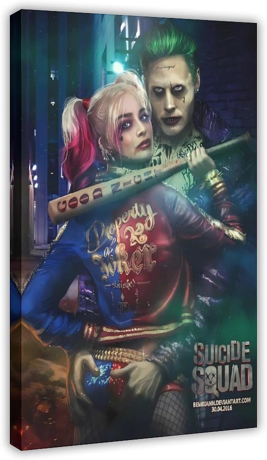AmAzwi Harley Quinn And Joker Decorative Canvas Poster for Living Room