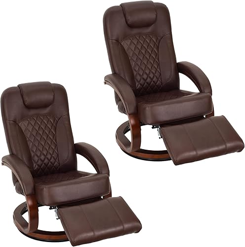 RecPro Nash - Silla reclinable de 28 pulgadas, diseño moderno, muebles de caravana, base giratoria, silla reclinable (2 sillas, caoba)