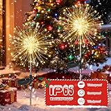 Joysing Firework Solar Lights Outdoor Garden 2 Pack 120 LED Solar Firework Light, 8 Modes Garden Lights Waterproof Starburst Light for Lawn Patio Pathway Decorative - Warm White - Image 7