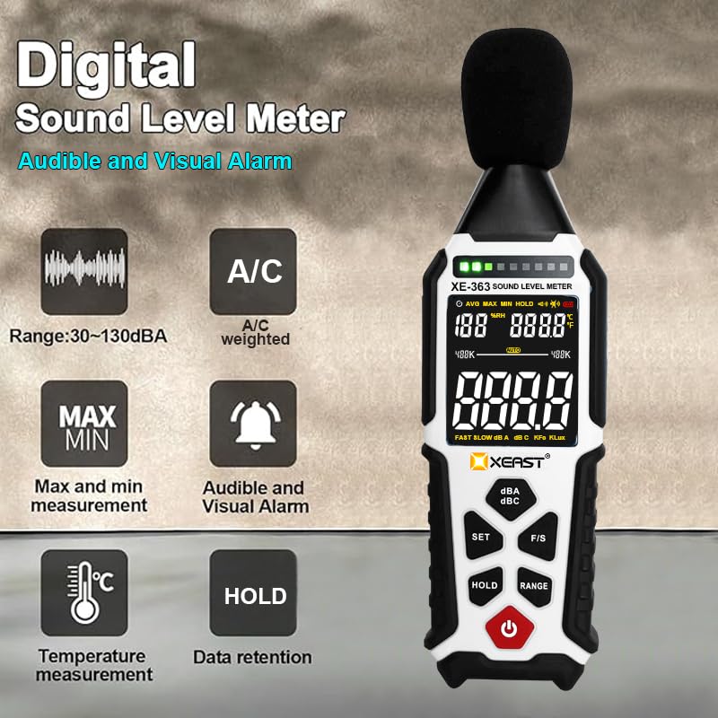 Snapklik.com : XEAST Digital Sound Level Meter Decibel Meter Portable ...