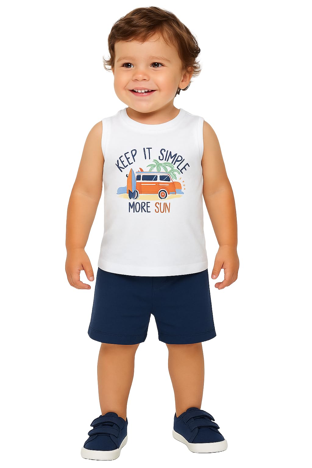 Mayoral Canottiera Bambino Estiva in Cotone Bianca con Stampa Surf e Van, Senza Maniche, Taglie 6-24 Mesi, 1033