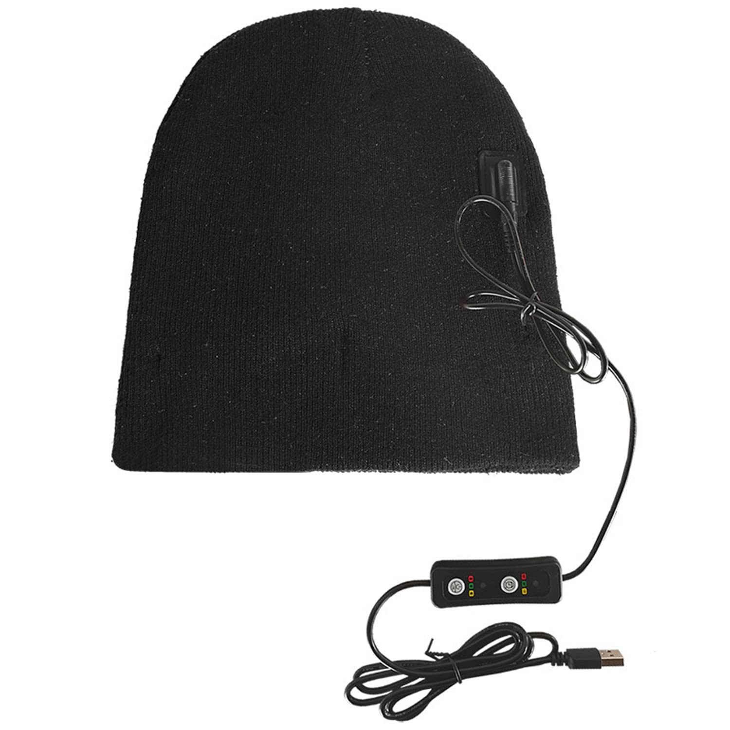Heated Beanie Hat, Unisex Winter USB Heated Hat Thick Running Ski Knitted Beanie for Bikepacking Outdoor Camping