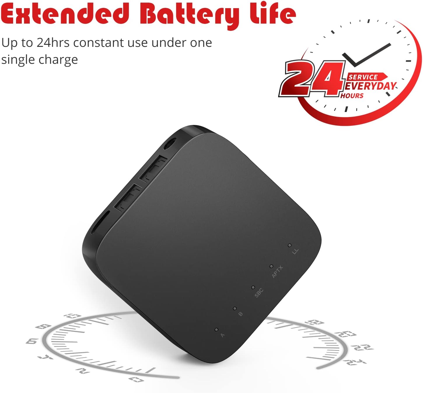 Bluetooth 5.0 Transmitter Receiver for TV with Codec Display, 24hrs Play Time, aptX Low Latency Wireless Audio Adapter for Home Audio System (RCA, 3.5mm AUX,SPDIF in/Out) Dual Link