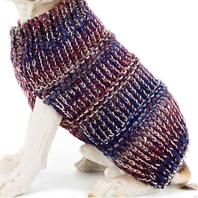 Image of Lulala Dog Sweater, Knitted Turtleneck Dog Clothes Cat Clothes Fashion Dog Supplies Cute Dog Clothes Knit Sweater for Small Dog (Darkblue, 8 Inch)