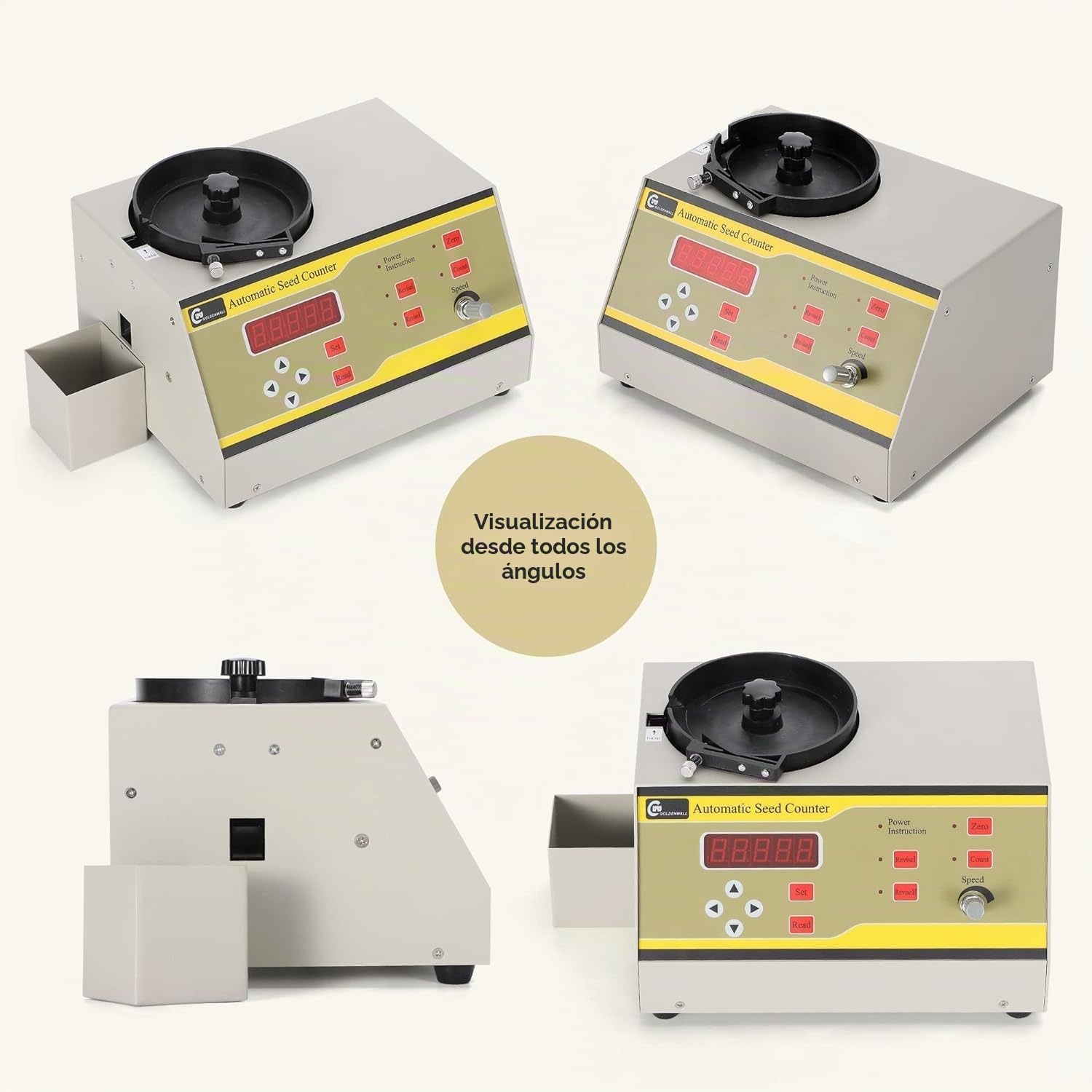 CGOLDENWALL Contador de Semilla Automático Máquina de Contar de Plato Ajustable para Varios Tipos de Semillas como Arroz Trigo Maíz Semillas de Hortalizas y Más SLY-C