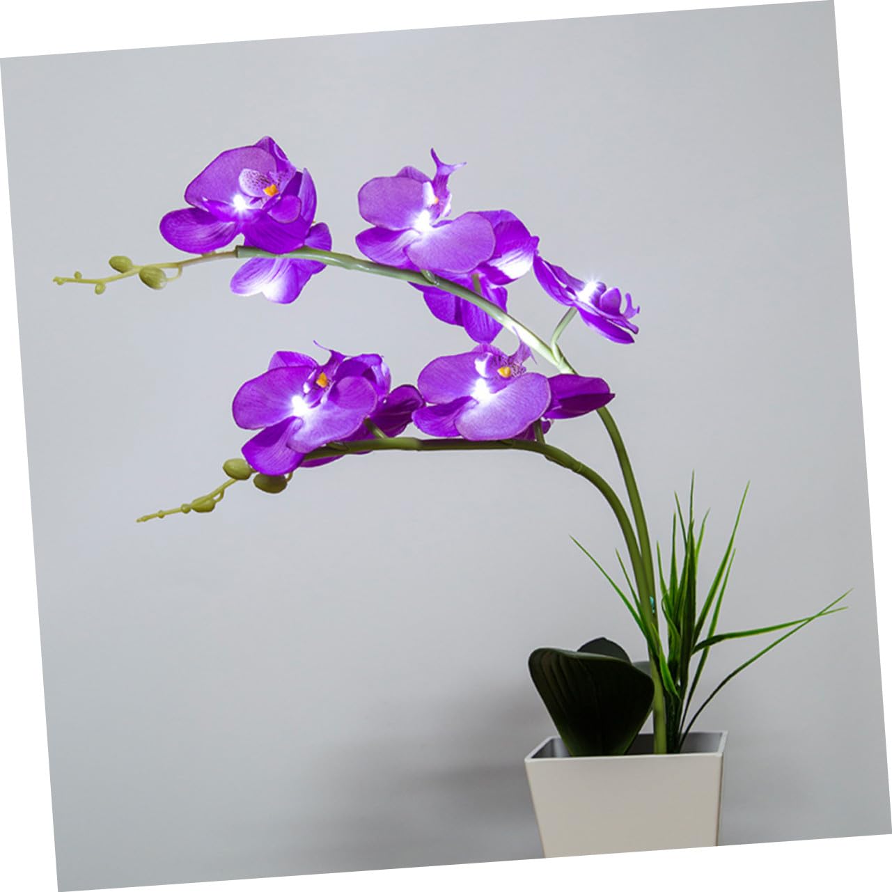 ULTECHNOVO LED Orchideen Tischlampe mit 9 LEDs Faltbare Zweige aus Kunststoff und Seidenstoff Dekoratives Licht für Wohnzimmer und Shops