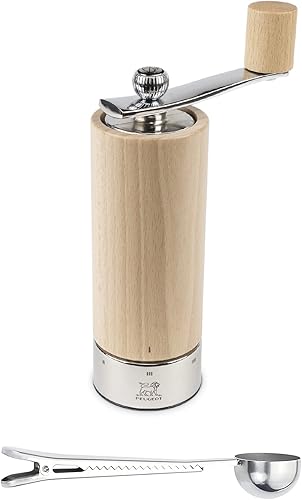 Peugeot Isen u'Select - Molinillo de pimienta para regalo, 7.1 in, natural, con cuchara y clip para especias de acero inoxidable